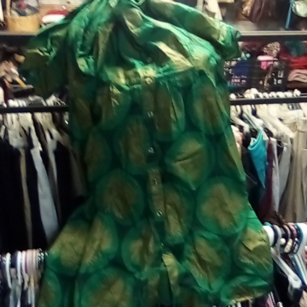 Vintage African dress and matching headband Afro Max brand size 3X Rare green